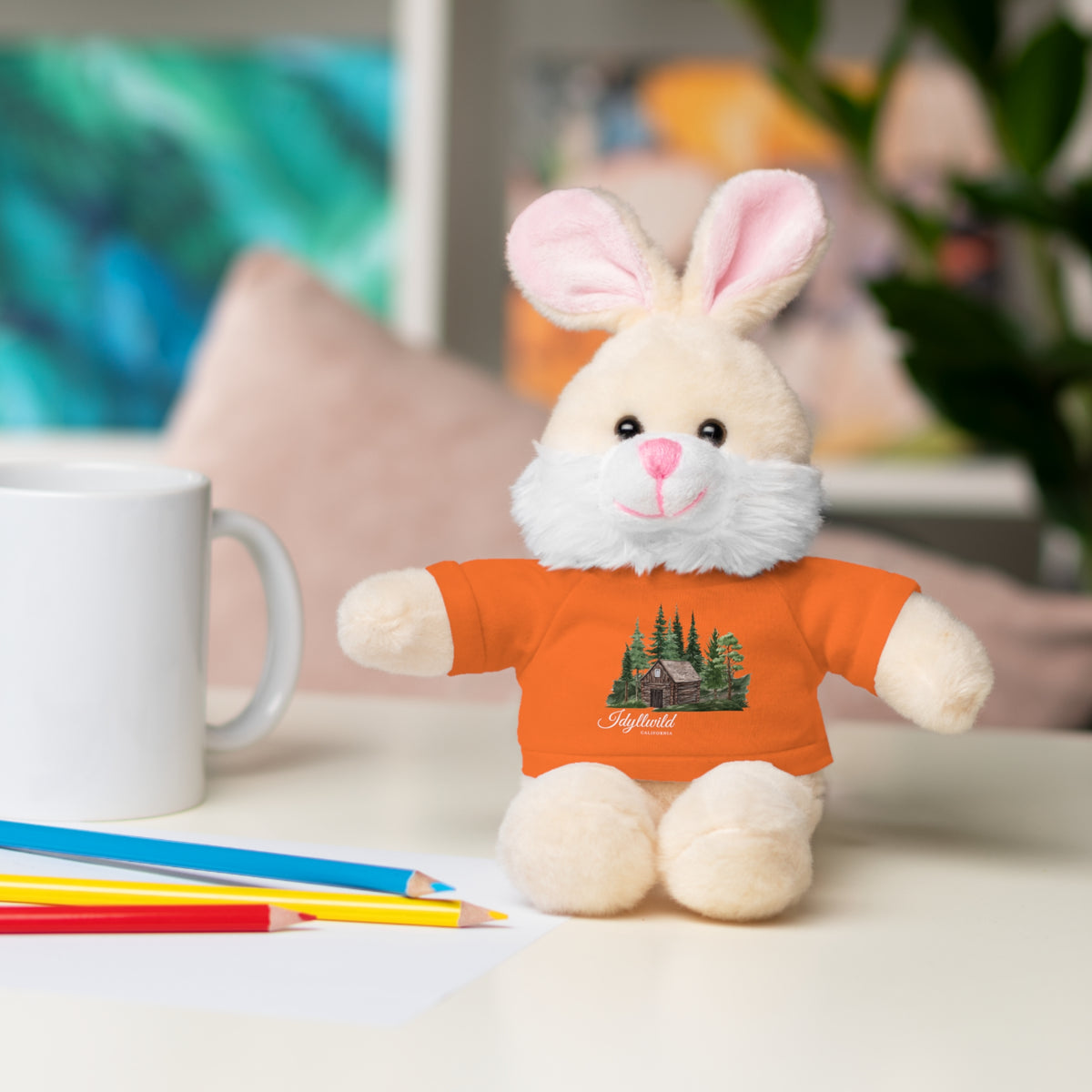 Stuffed Animals with Tee Cabin in the Woods Picture Idyllwild