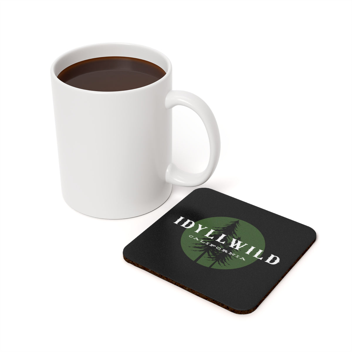 Cork Back Coaster Green Pine Badge