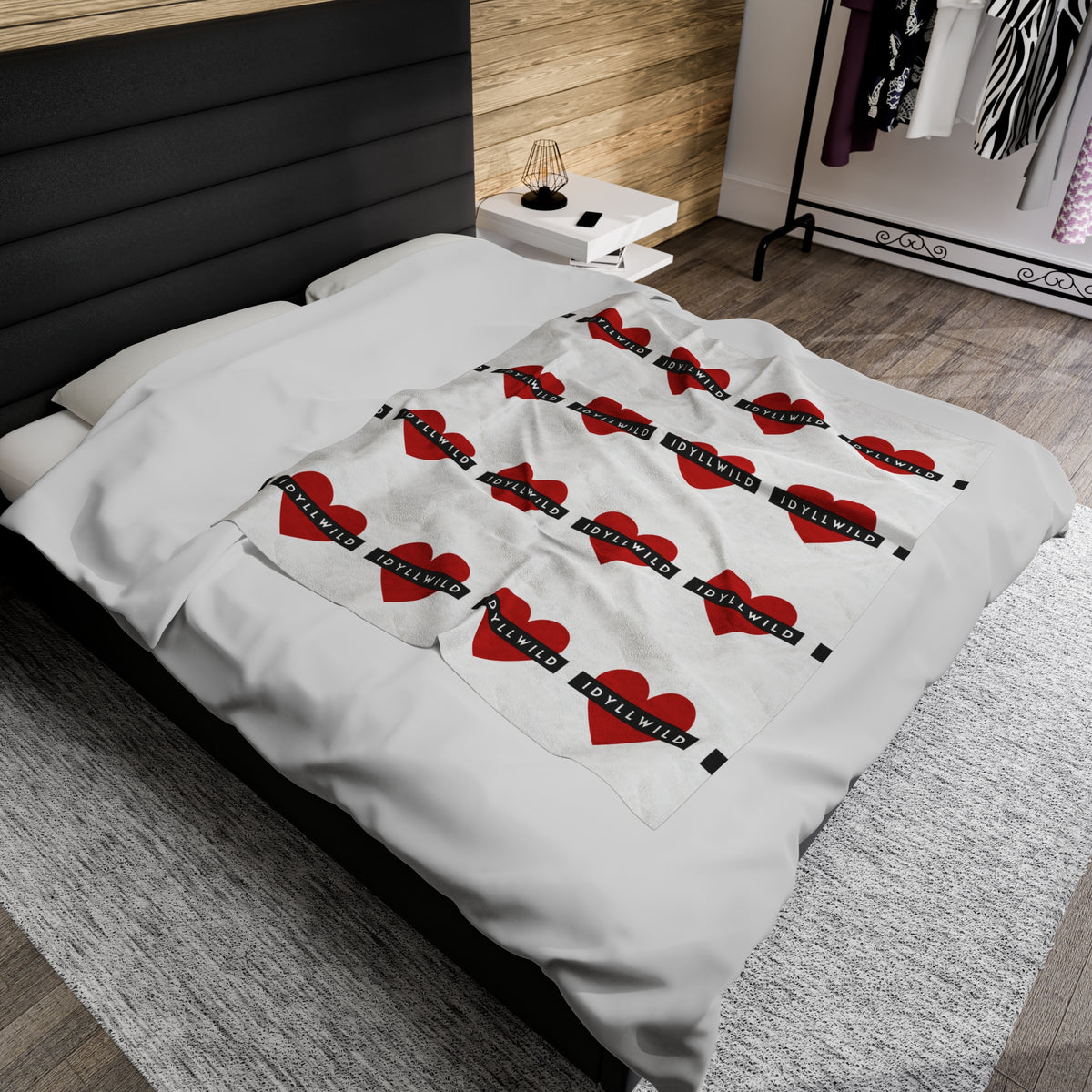 Velveteen Plush Blanket Heart Idyllwild Pattern