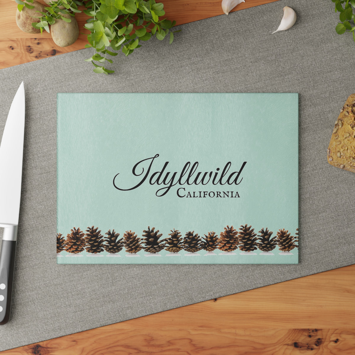 Idyllwild Pine Cone Glass Cutting Board