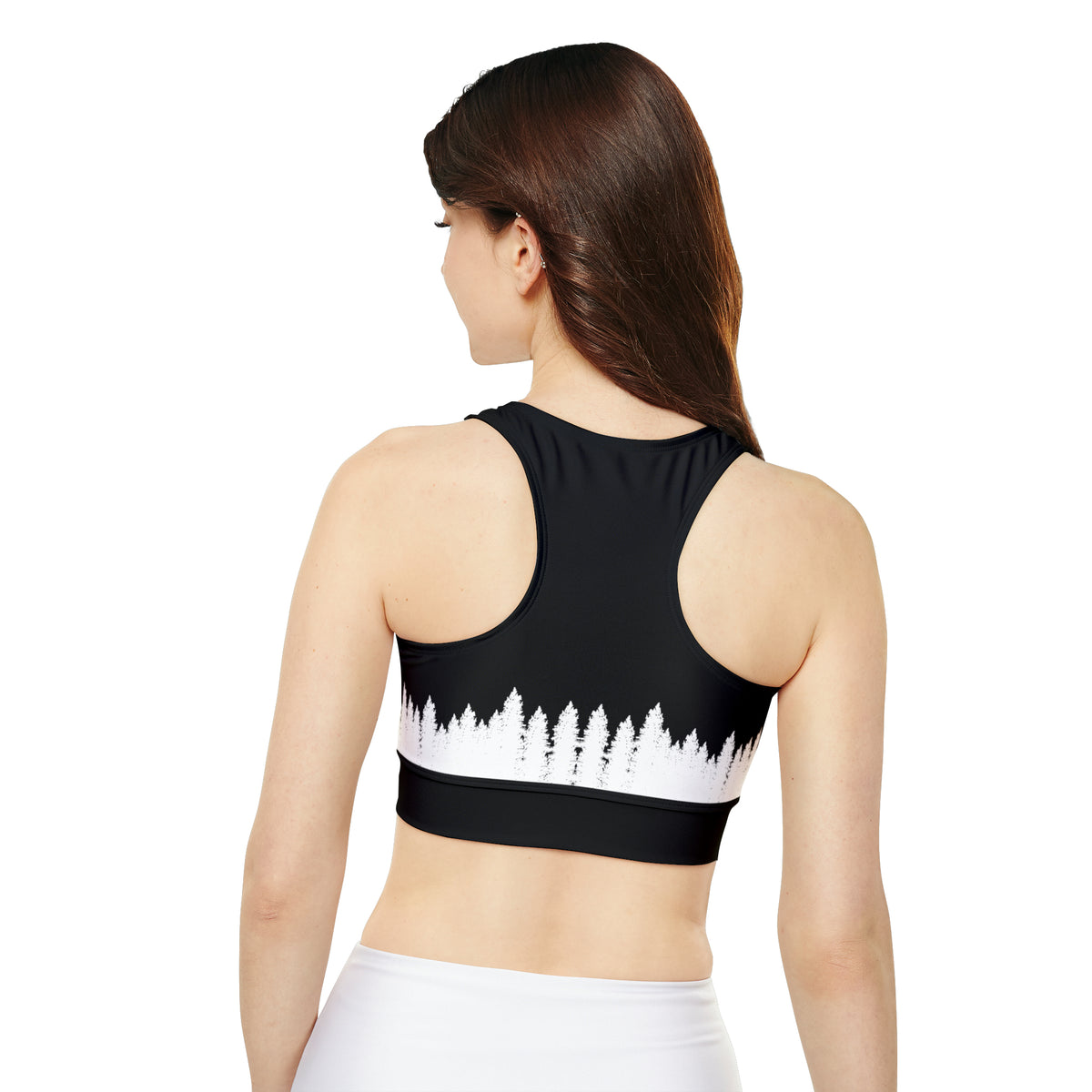Fully Lined, Padded Sports Bra (AOP) Pine Lined