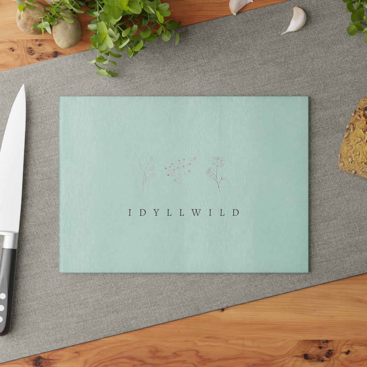 Glass Cutting Board Light Floral Idyllwild