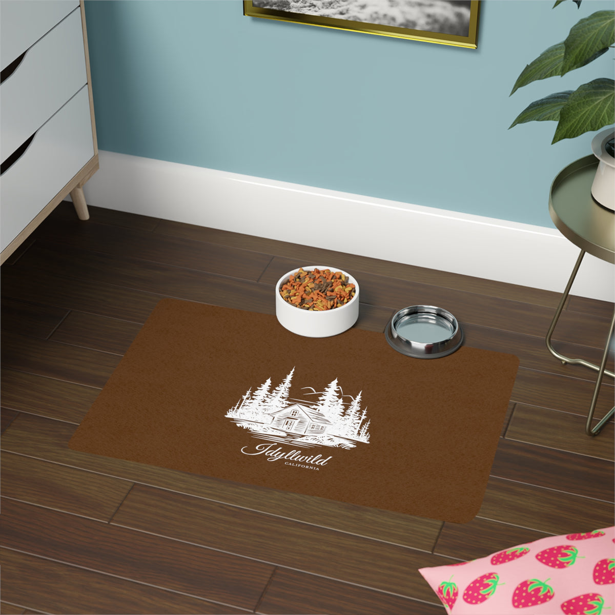 Pet Food Mat (12x18) Cabin in the Woods Idyllwild Brown
