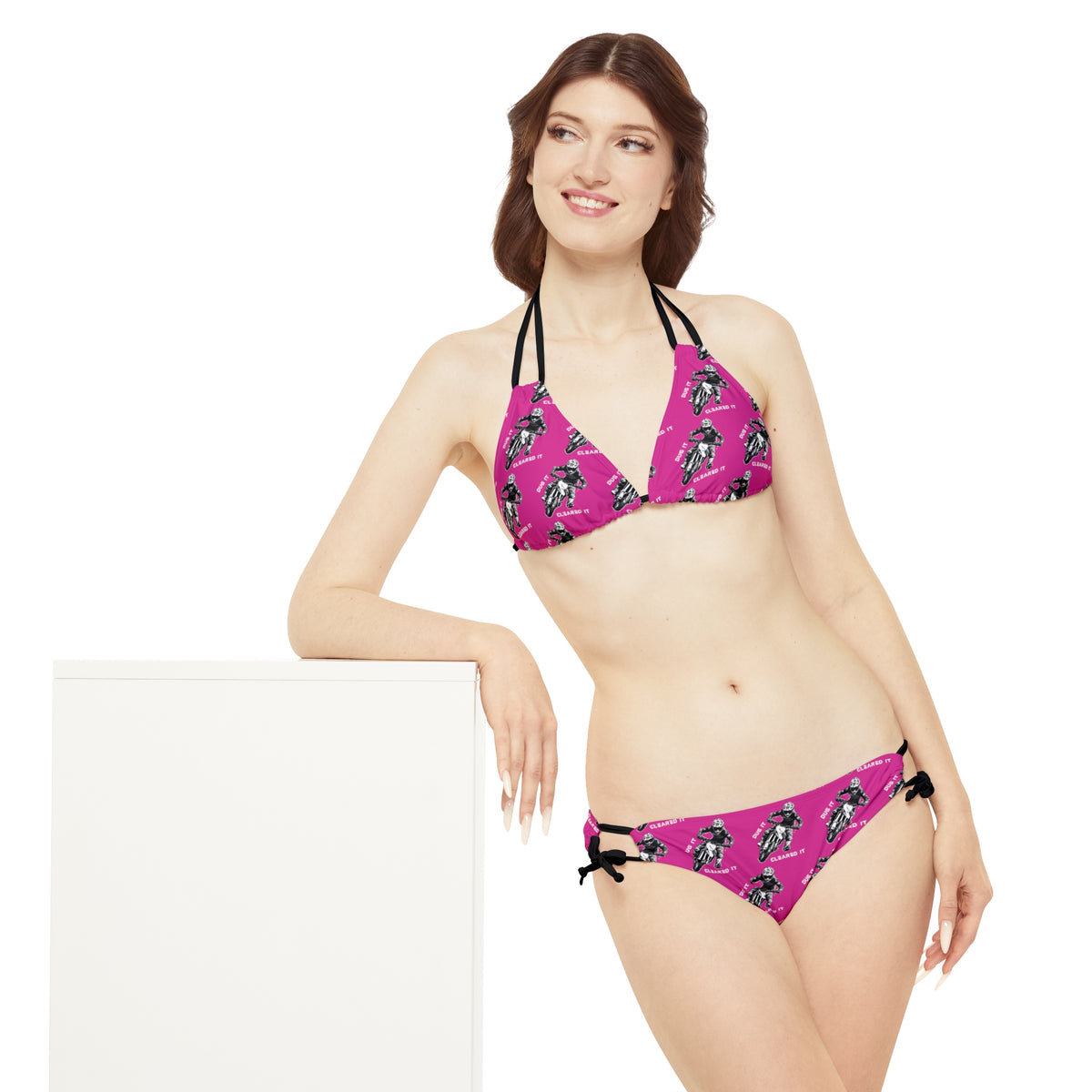 Dirtbike Motocross "Dug it Cleared It" Pink Strappy Bikini Set