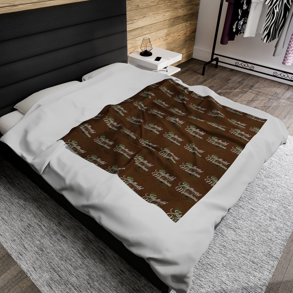 Velveteen Plush Blanket Idyllwild Classy Coneback Pattern Brown