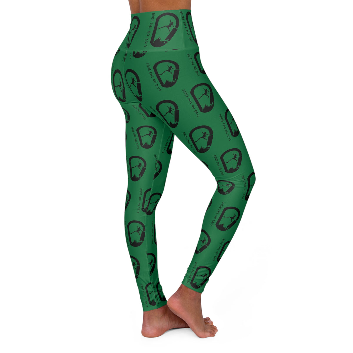 Rock Climbing On The Edge Green Leggings