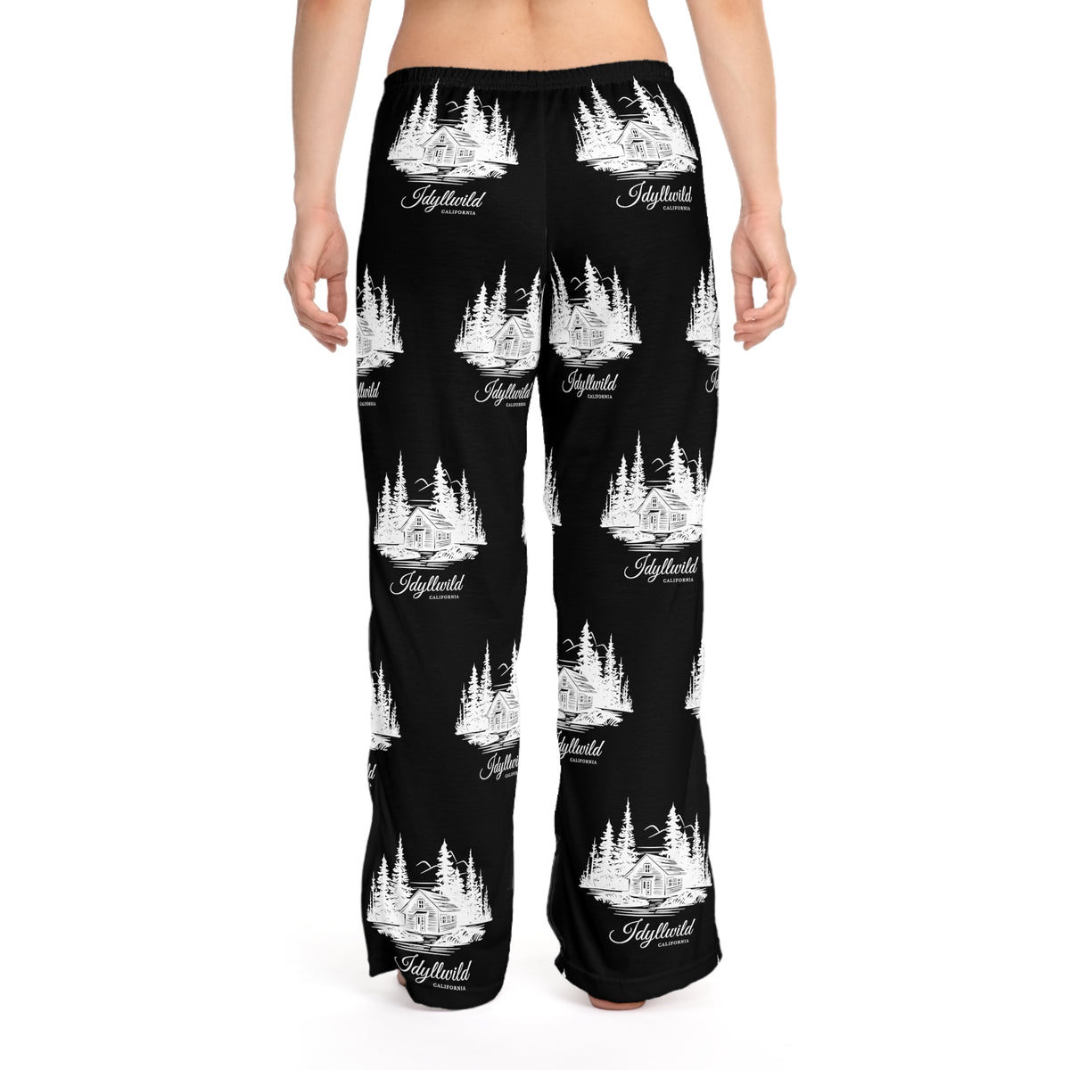 Women's Pajama Pants (AOP)Classy Cabin in The Woods Black