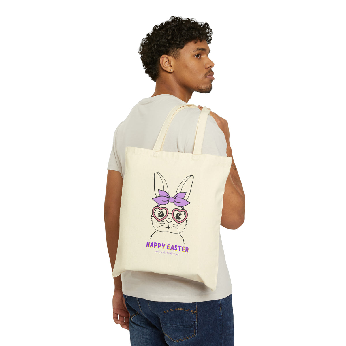 Cotton Canvas Tote Bag Idyllwild Bunny Bow
