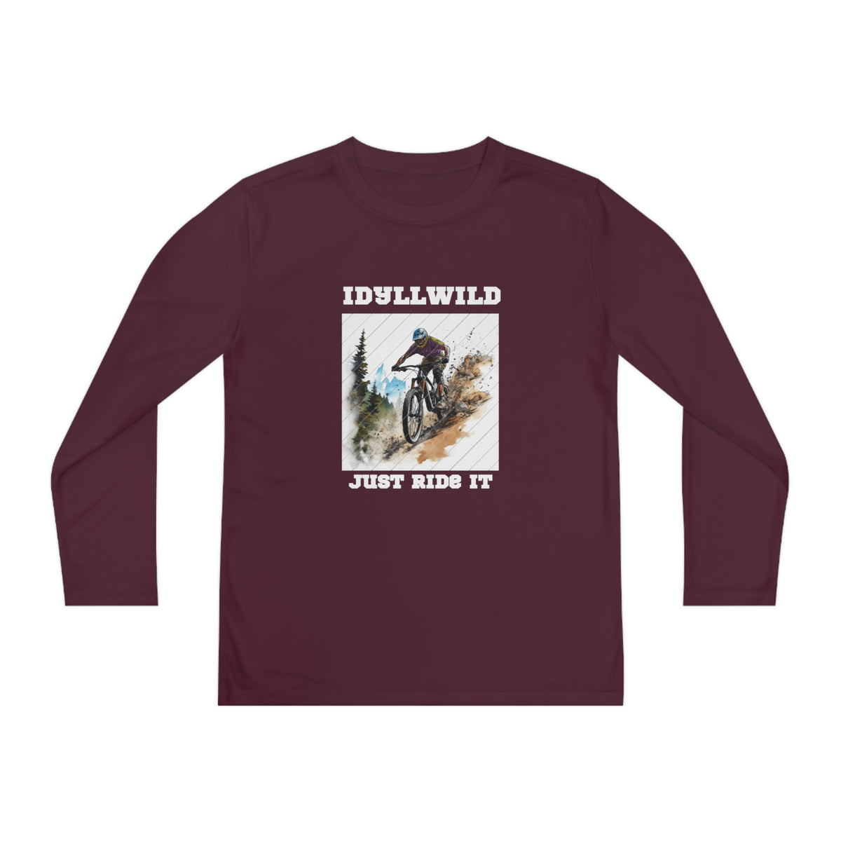 =Idyllwild Mountain Biking Square Youth Long Sleeve Competitor Tee