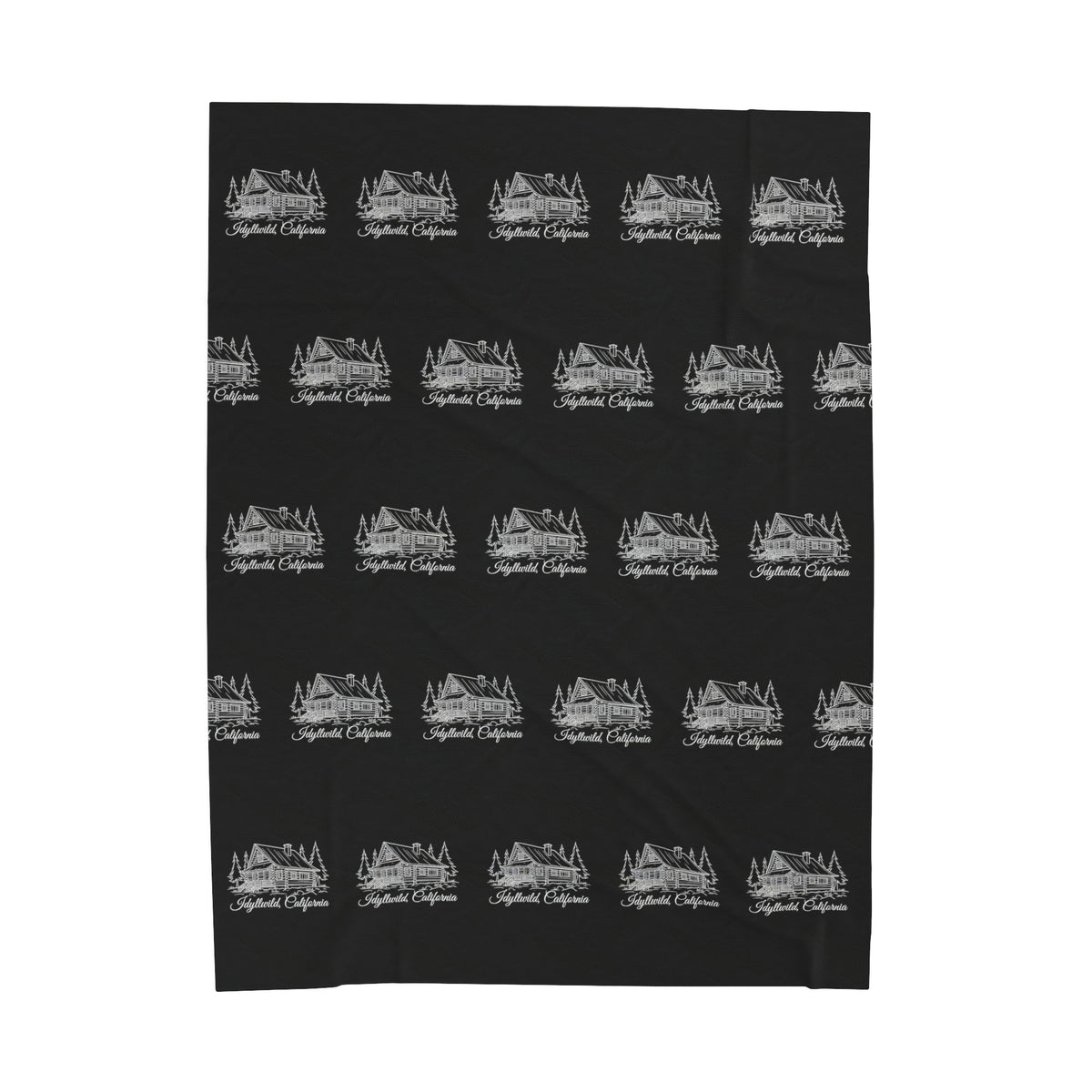 Velveteen Plush Blanket Idyllwild log Cabin Pattern Black
