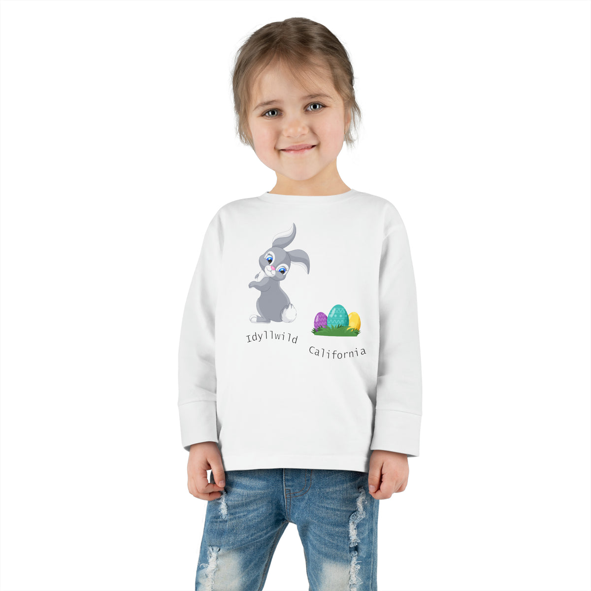 Toddler Long Sleeve Tee Idyllwild California Bunny and Eggs