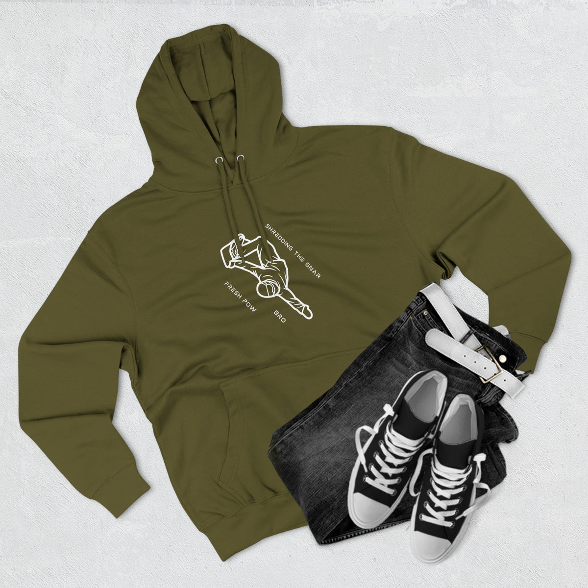 Snowboard  "Shredding the Gnar, fresh pow, bro" Hoodie