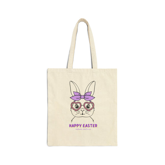 Cotton Canvas Tote Bag Idyllwild Bunny Bow