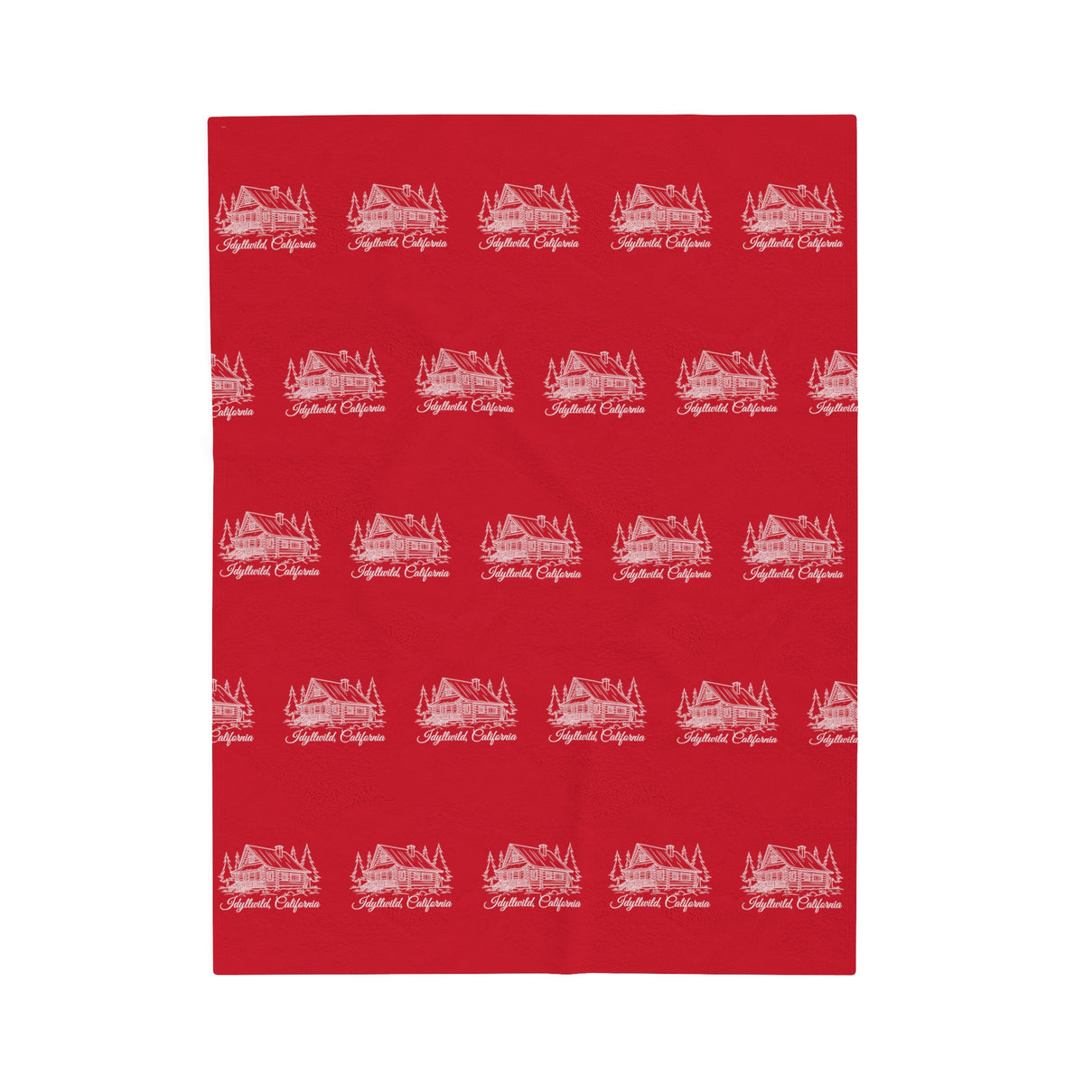 Velveteen Plush Blanket Idyllwild Log Cabin Pattern Red