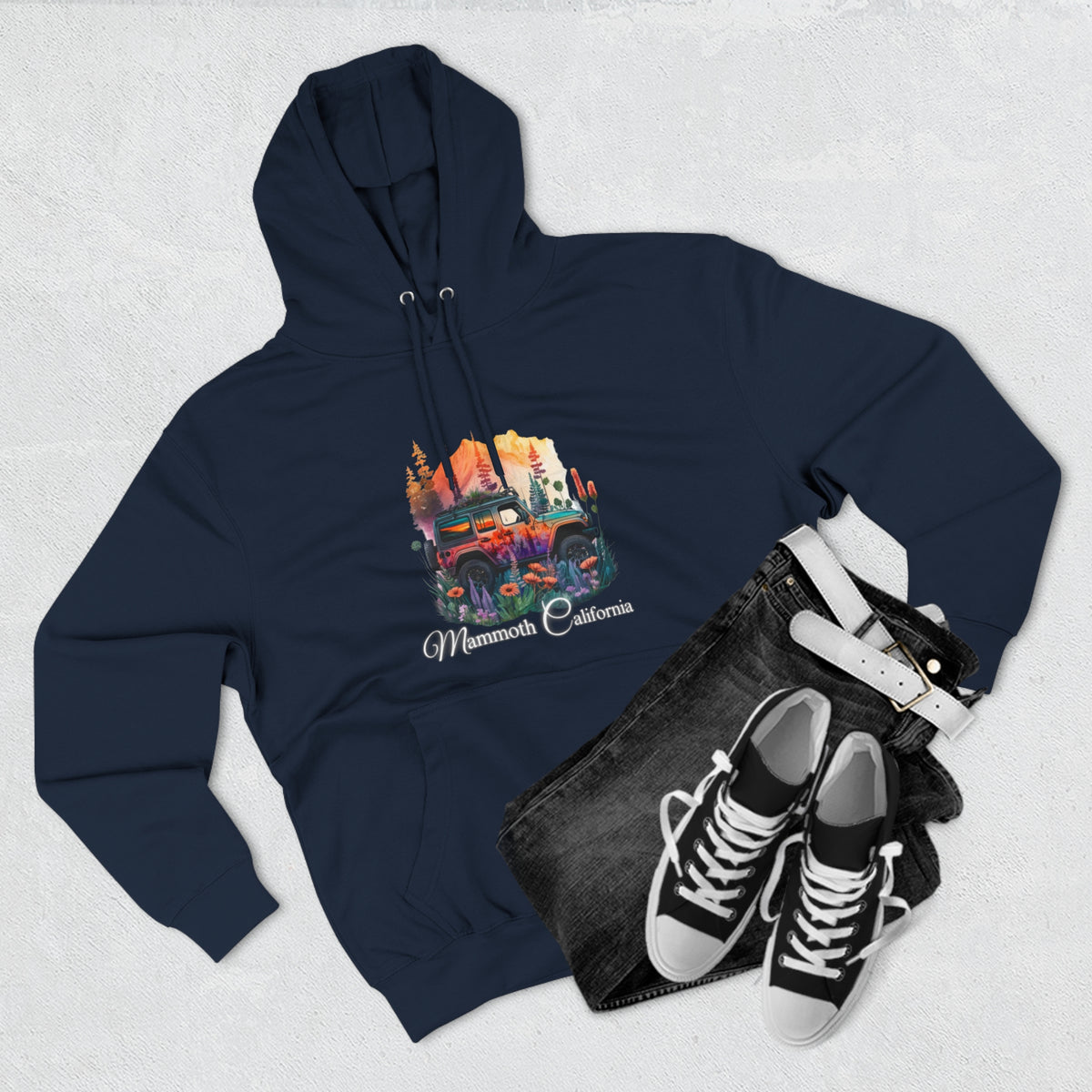 Mammoth California Jeep Floral Hoodie