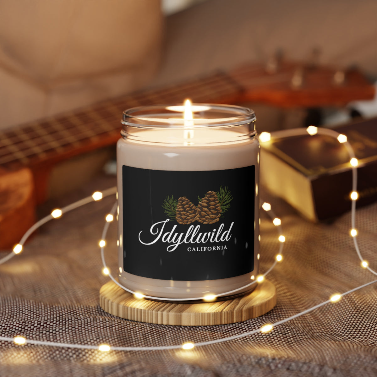 Scented Soy Candle, 9oz Idyllwild Pine Cone Couple Black Label