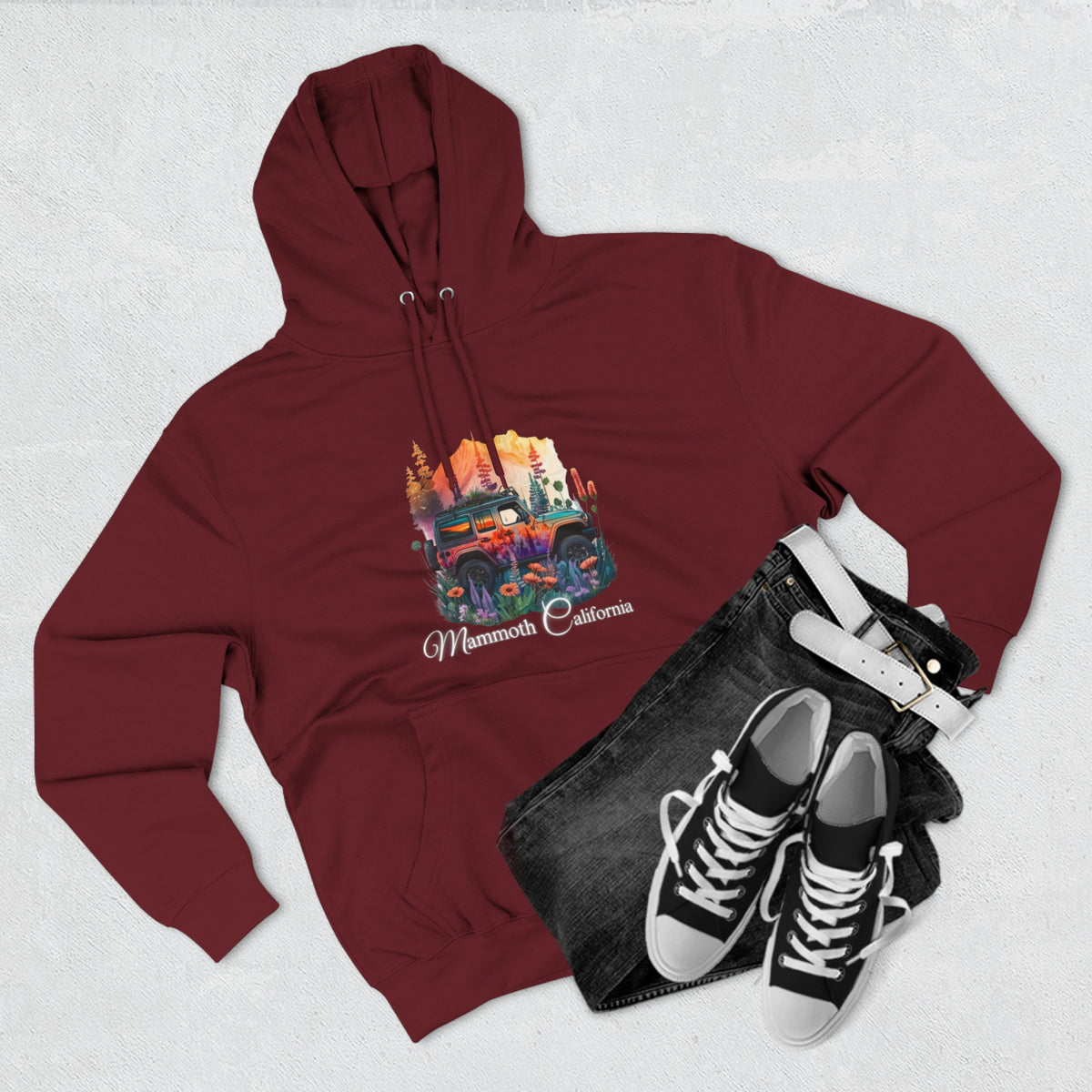 Mammoth California Jeep Floral Hoodie