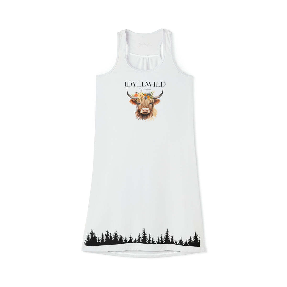 Women's Racerback Dress (AOP)Idyllwild Cow 1 White