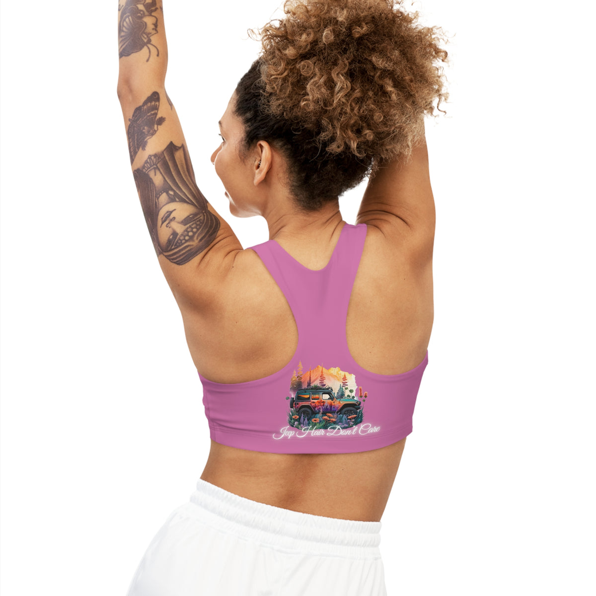 Jeep Hair Don't Care Pink Sports Bra