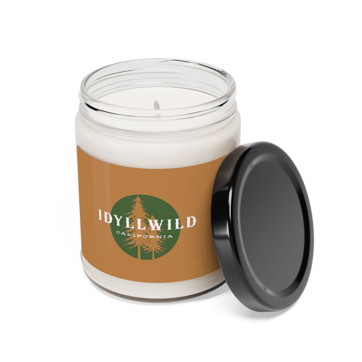 Scented Soy Candle, 9oz Idyllwild Green Pine Badge Tan Label