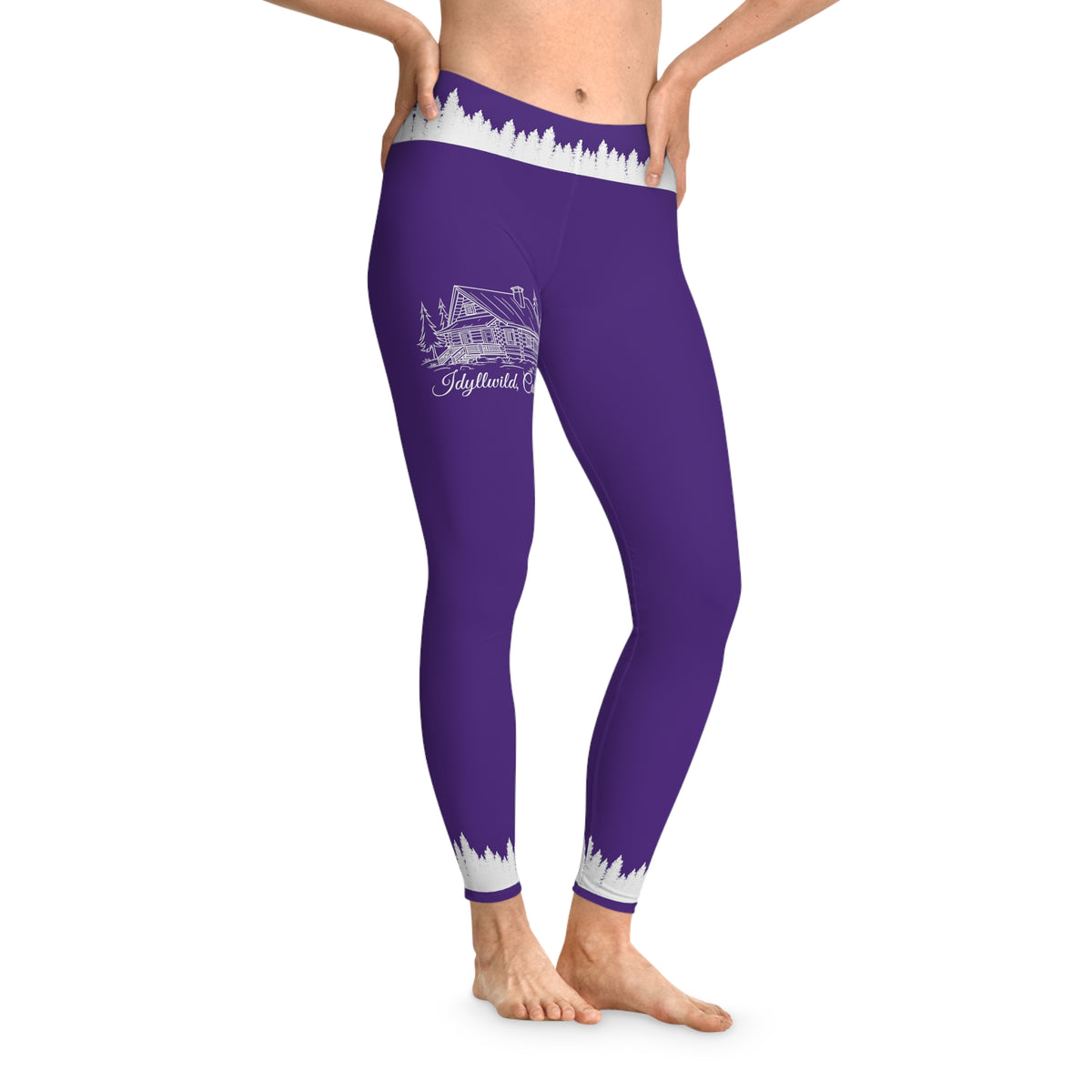Stretchy Leggings (AOP) Idyllwild Cabin Purple