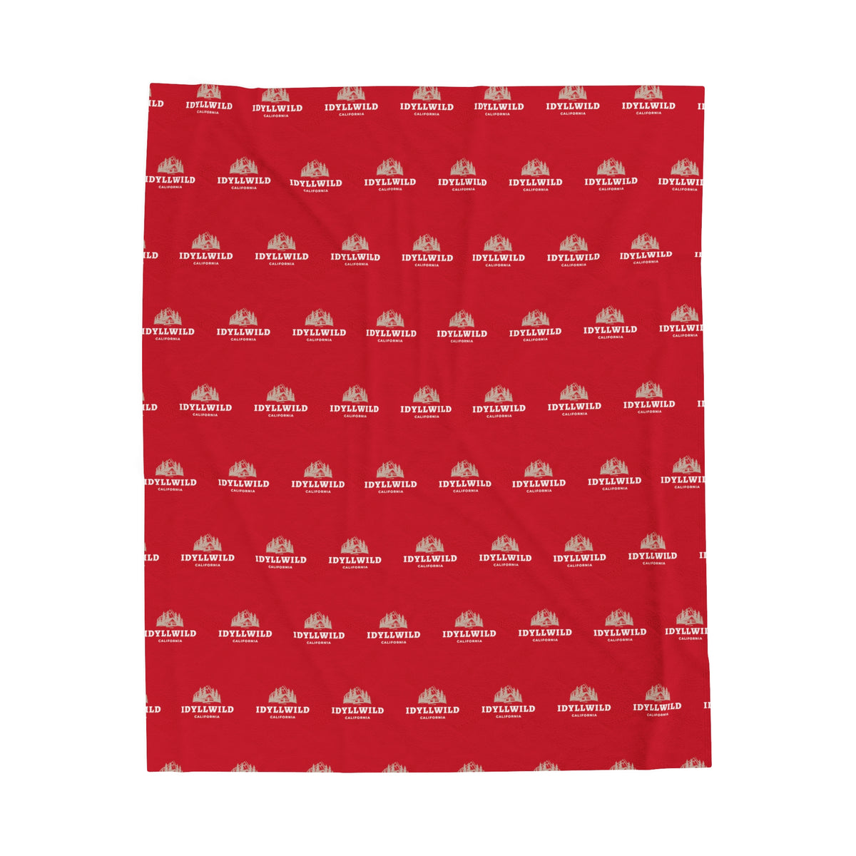 Velveteen Plush Blanket Idyllwild Cabin Badge Pattern Red