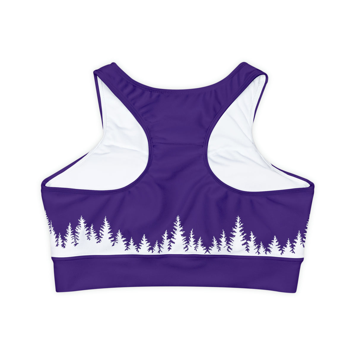 Fully Lined, Padded Sports Bra (AOP) Pine Lines Purple