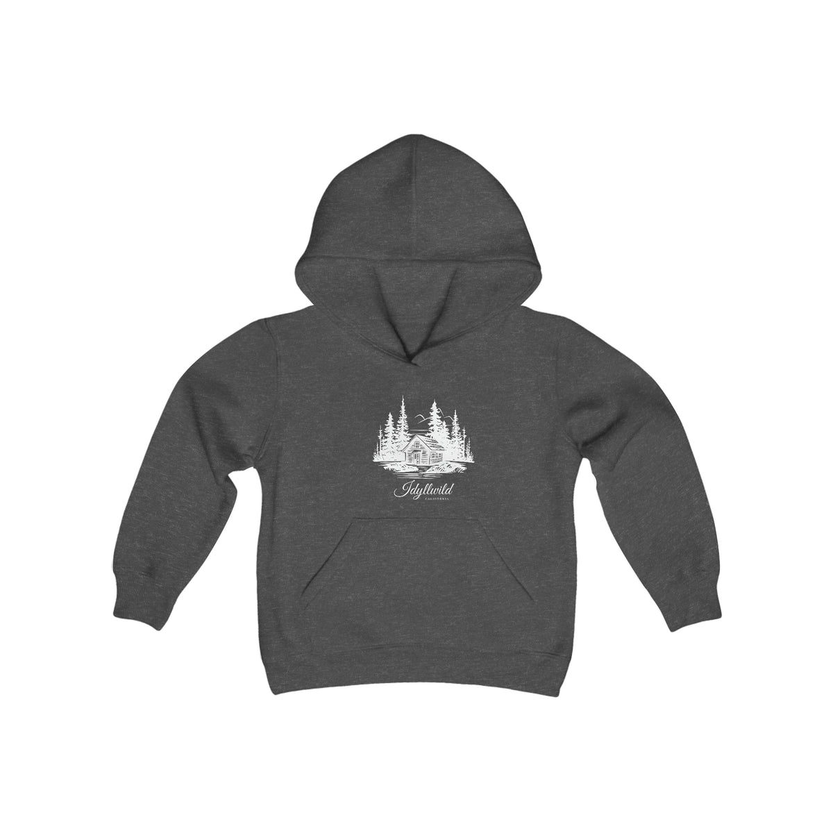 Youth Heavy Blend Hooded Sweatshirt Idyllwild Cabin