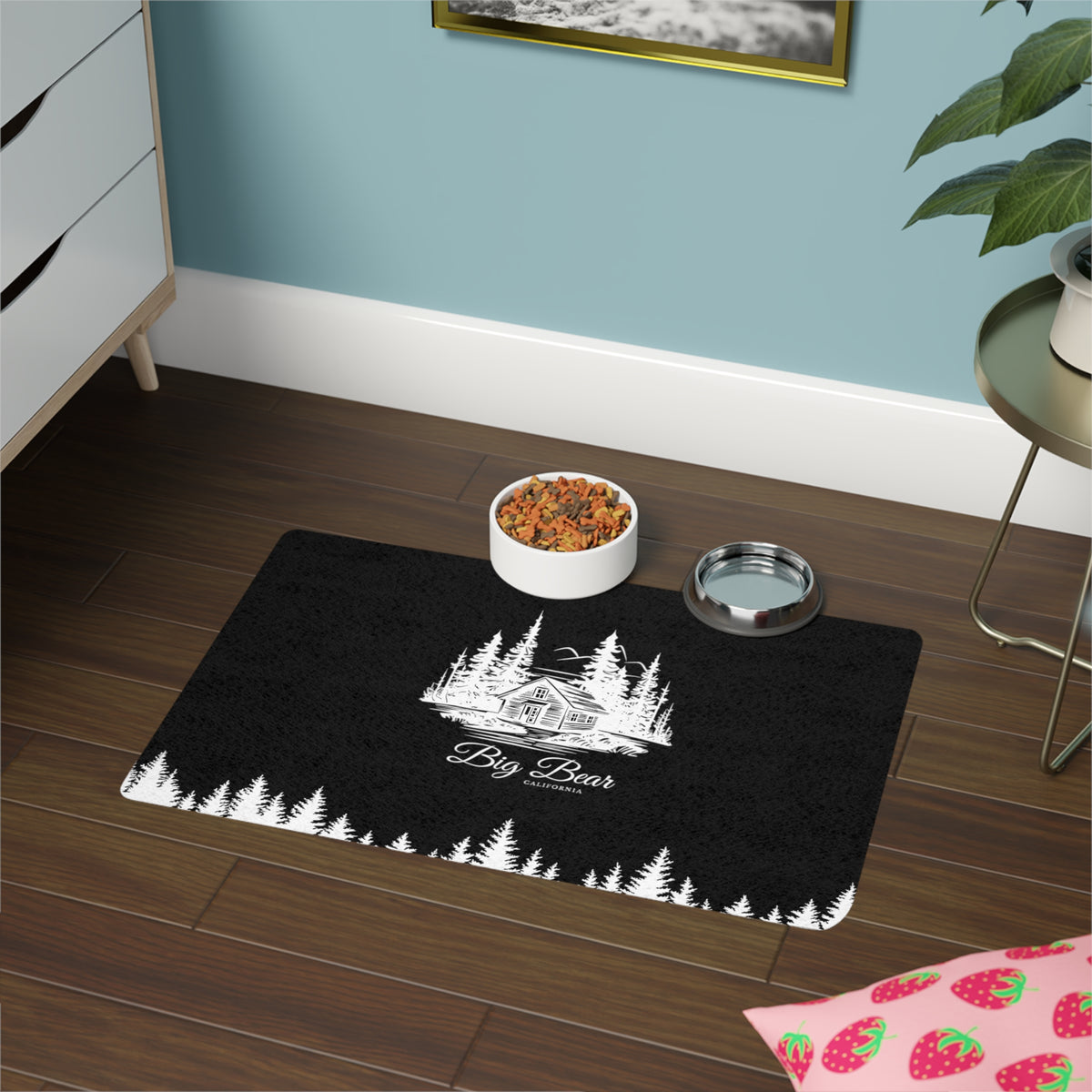 Pet Food Mat (12x18) Big Bear California Cabin in the Woods