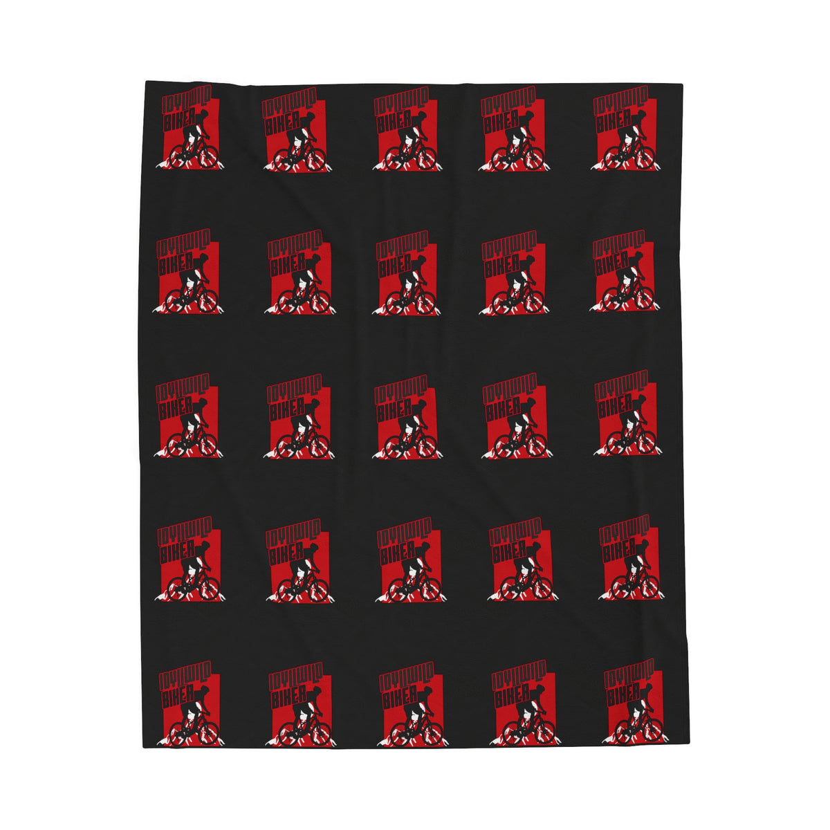 Velveteen Plush Blanket Idyllwild Biker Pattern Black