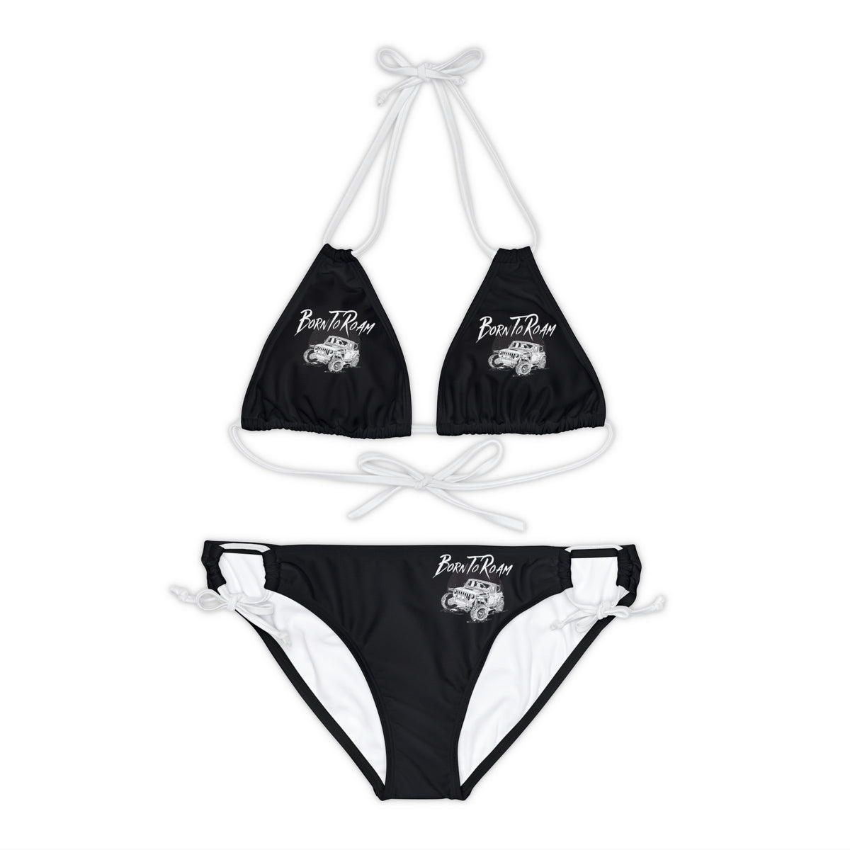 Jeep "Born To Roam" Strappy Black Bikini Set