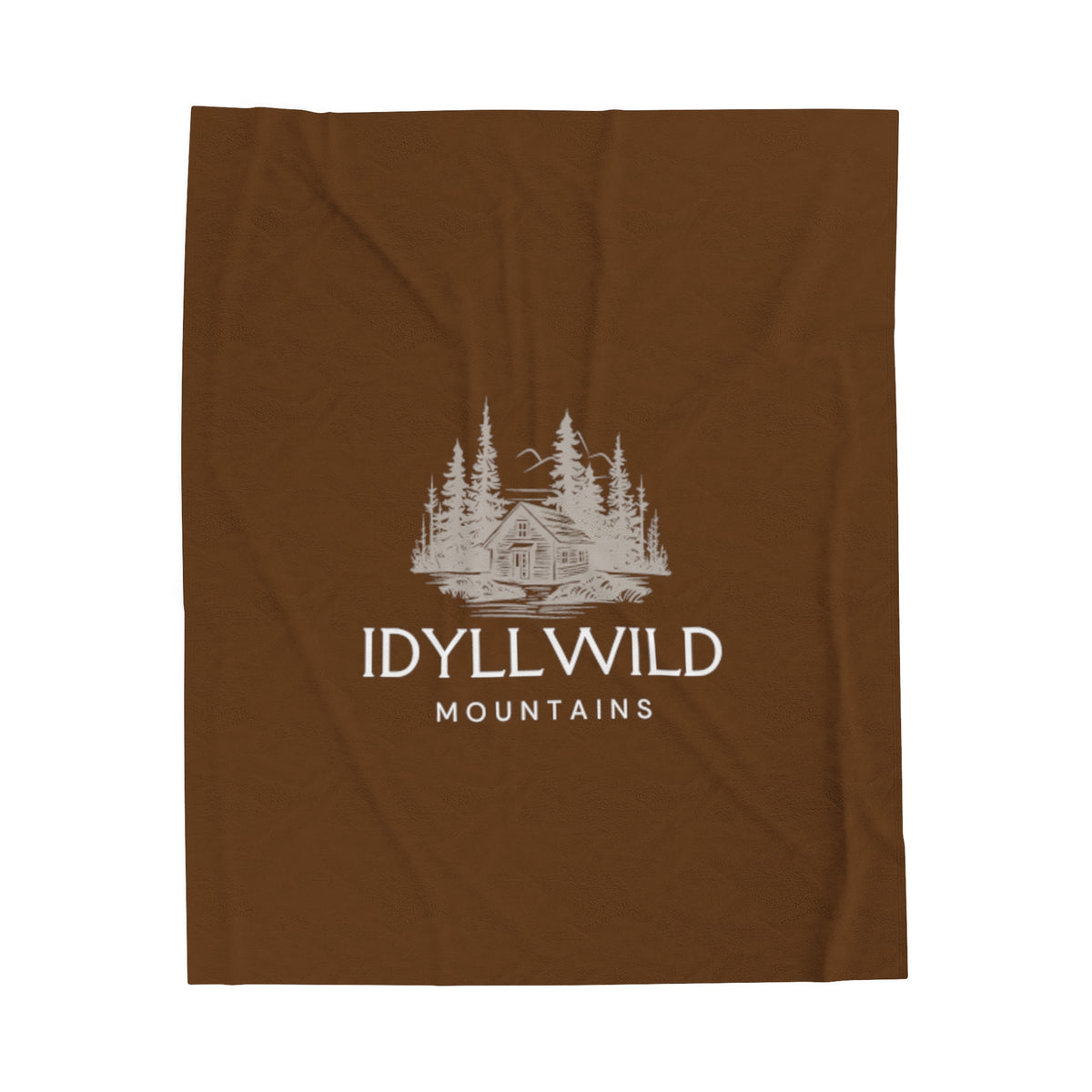 Velveteen Plush Blanket Idyllwild Mountains Cabin Brown