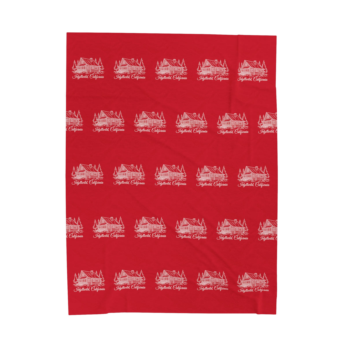 Velveteen Plush Blanket Idyllwild Log Cabin Pattern Red