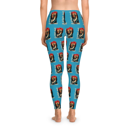 Mountain Biking "Off Road Flat Out" Stretchy Turquoise Leggings