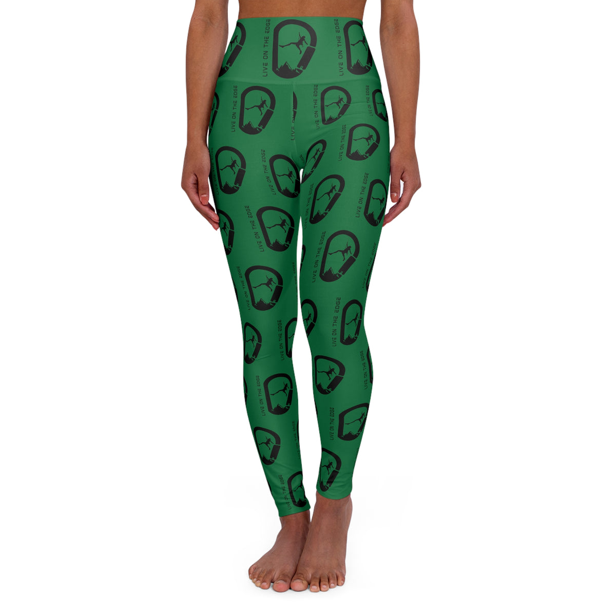 Rock Climbing On The Edge Green Leggings