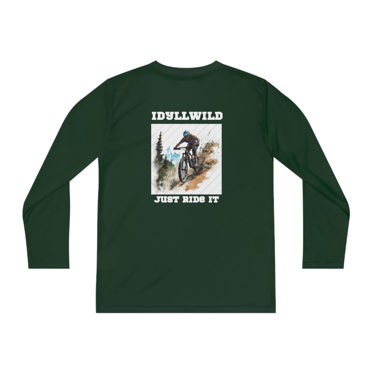 =Idyllwild Mountain Biking Square Youth Long Sleeve Competitor Tee