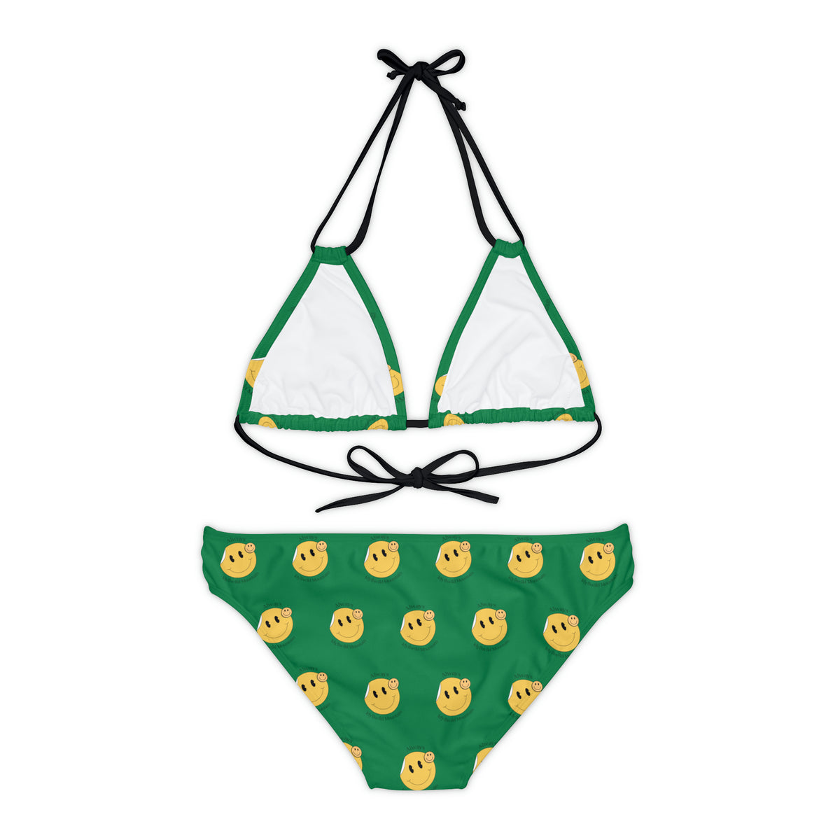 Strappy Bikini Set (AOP) Idyllwild Green Smiles