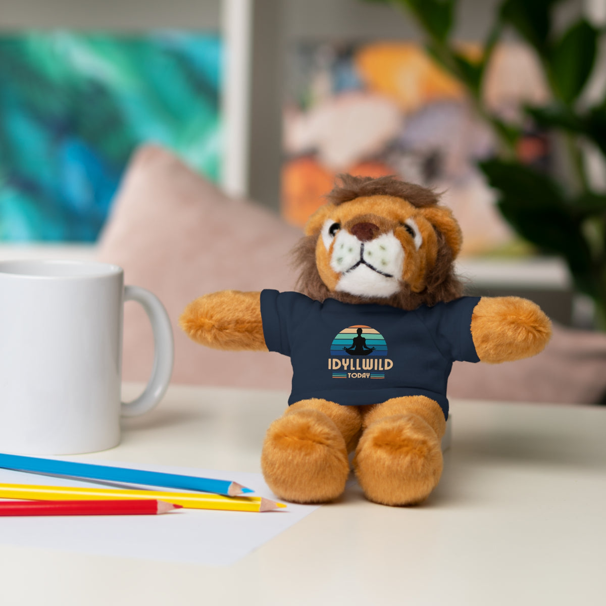Stuffed Animals with Tee Idyllwild Yoga Day