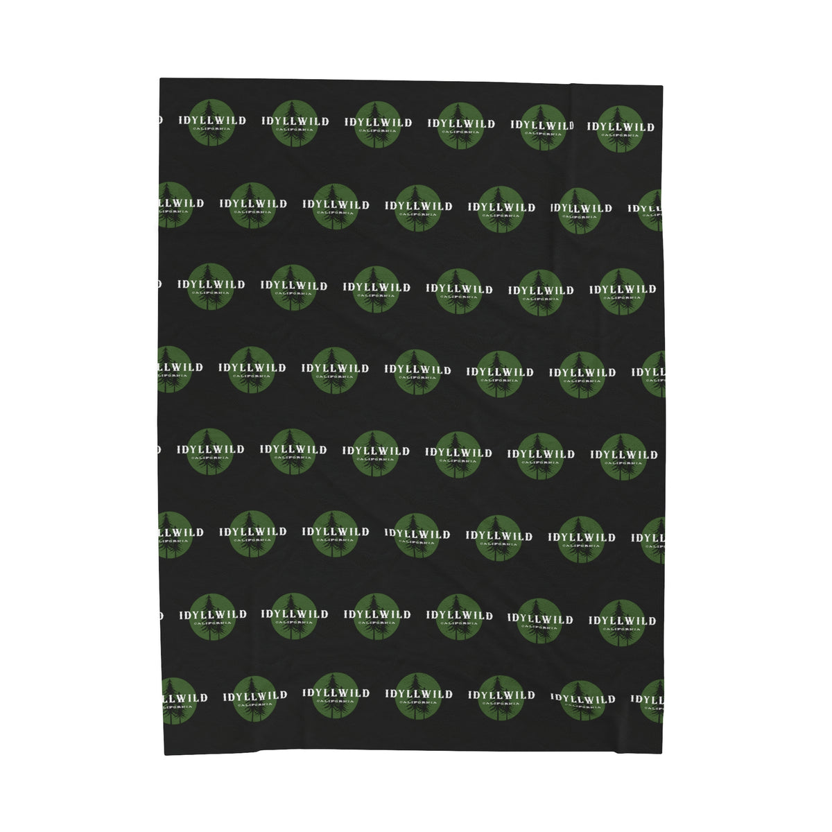 Velveteen Plush Blanket Idyllwild Gredn Pine Badge Pattern Black