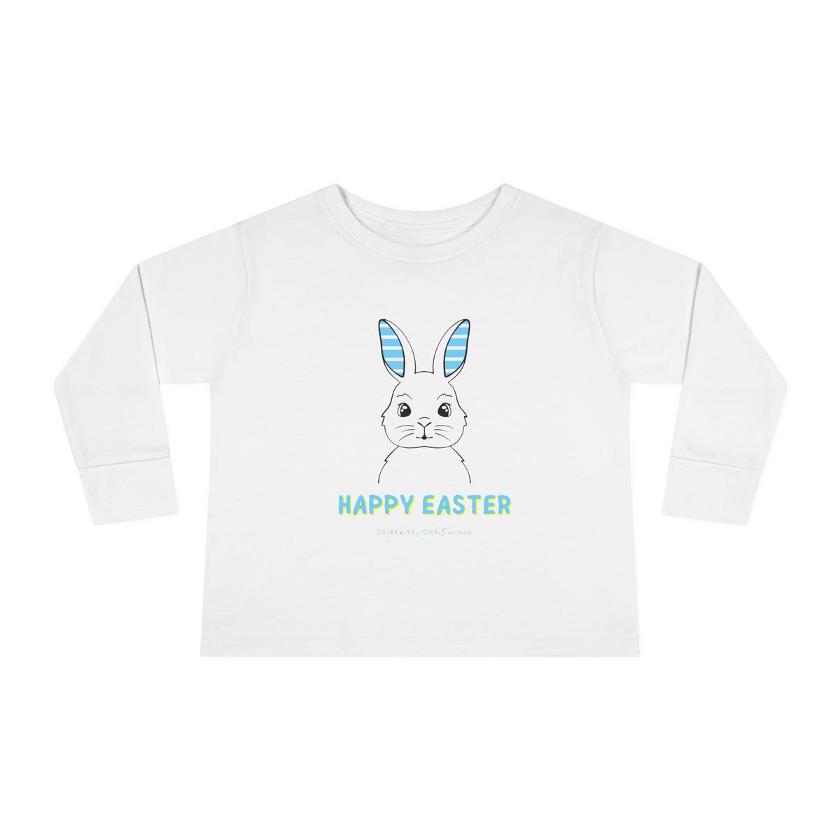 Toddler Long Sleeve Tee Idyllwild Blue Bunny Ears White