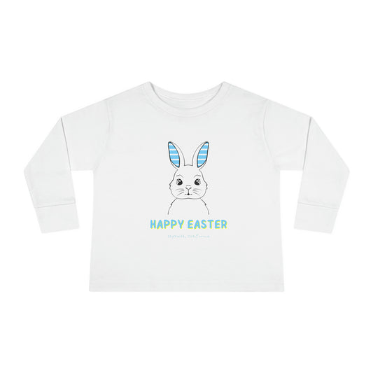 Toddler Long Sleeve Tee Idyllwild Blue Bunny Ears White