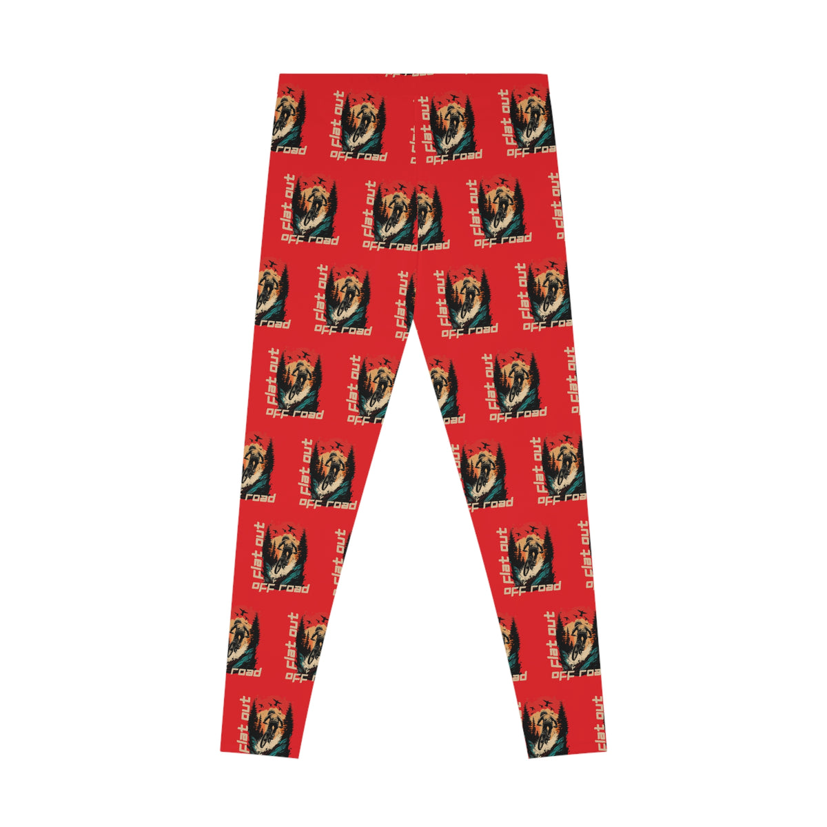 Mountain Biking "Off Road Flat Out" Red Stretchy Leggings