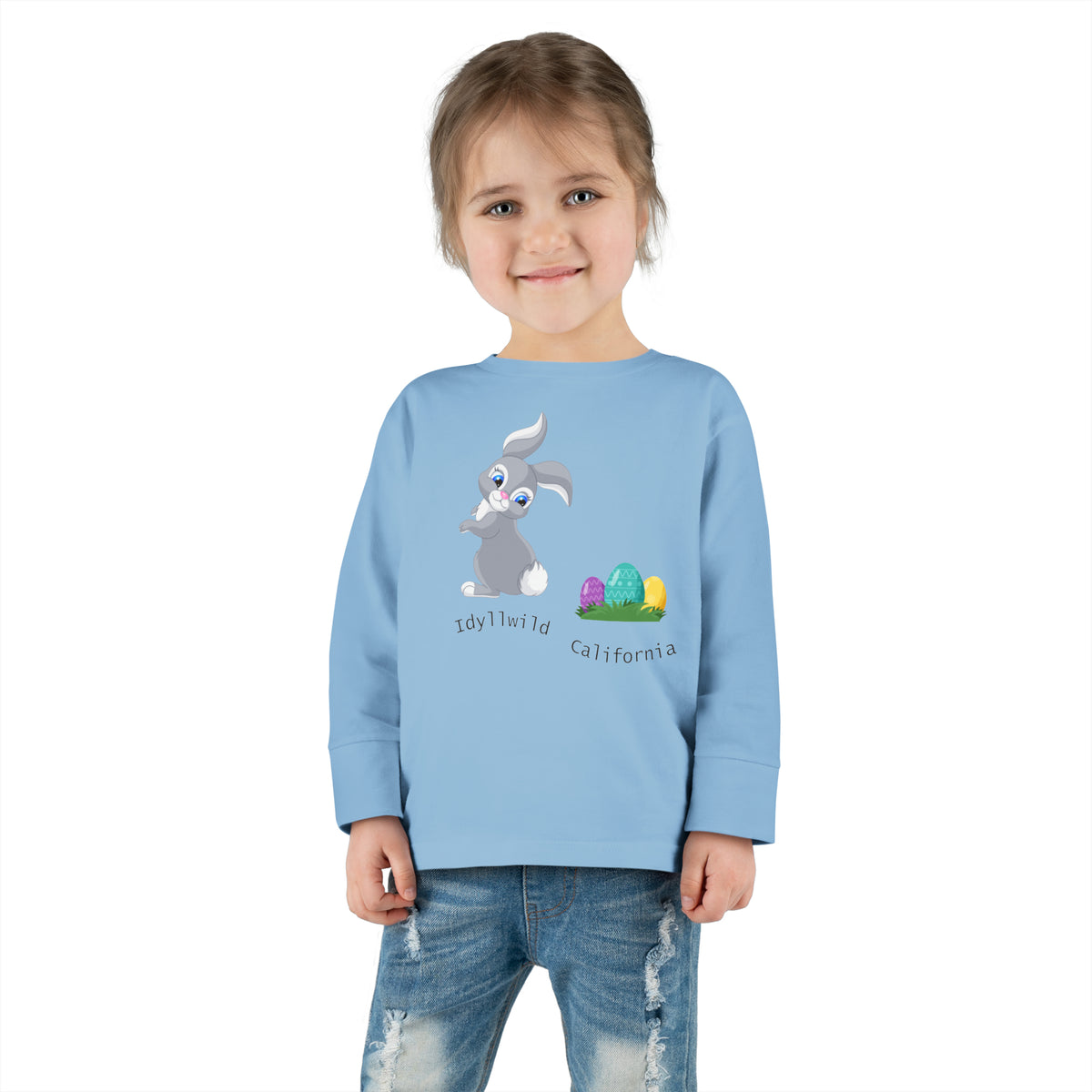 Toddler Long Sleeve Tee Idyllwild California Bunny and Eggs