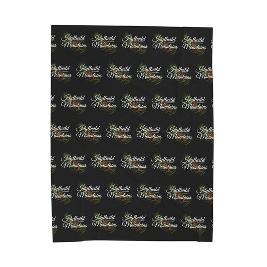 Velveteen Plush Blanket Idyllwild Classy Coneback Pattern Black