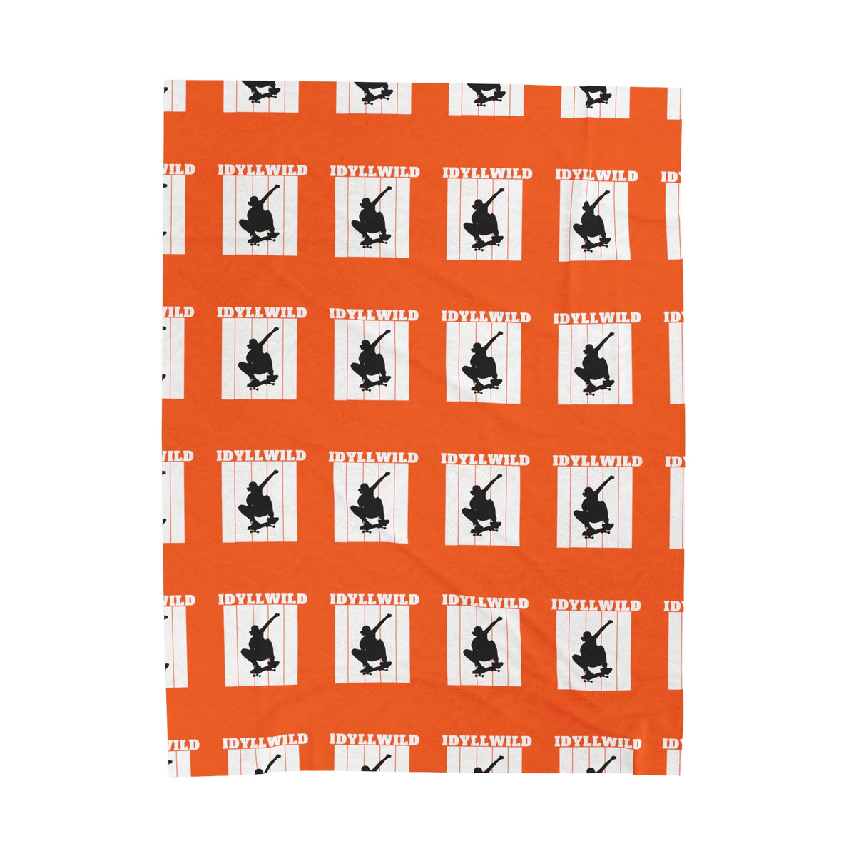 Velveteen Plush Blanket Skate Idyllwild Orange Pattern