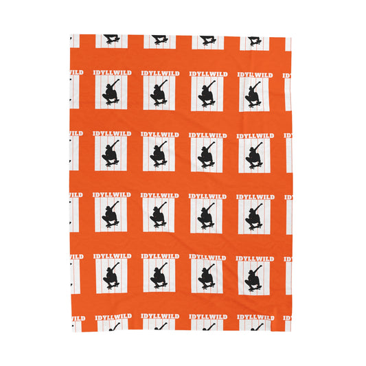 Velveteen Plush Blanket Skate Idyllwild Orange Pattern