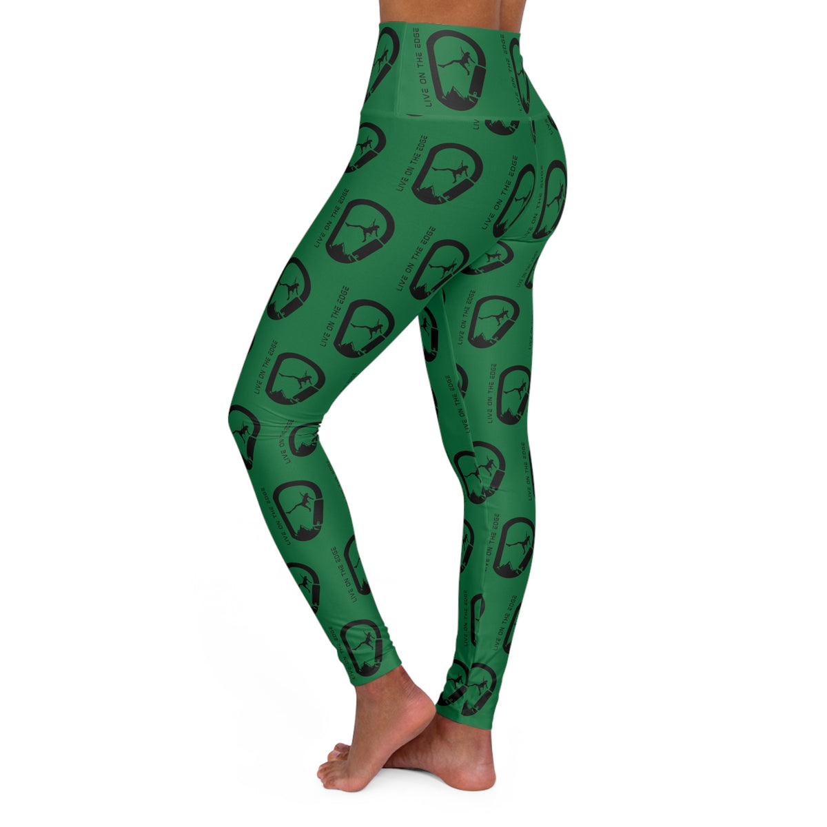 Rock Climbing On The Edge Green Leggings