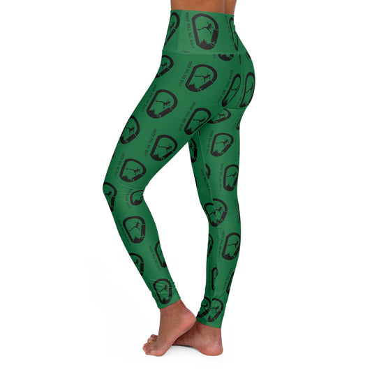 Rock Climbing On The Edge Green Leggings