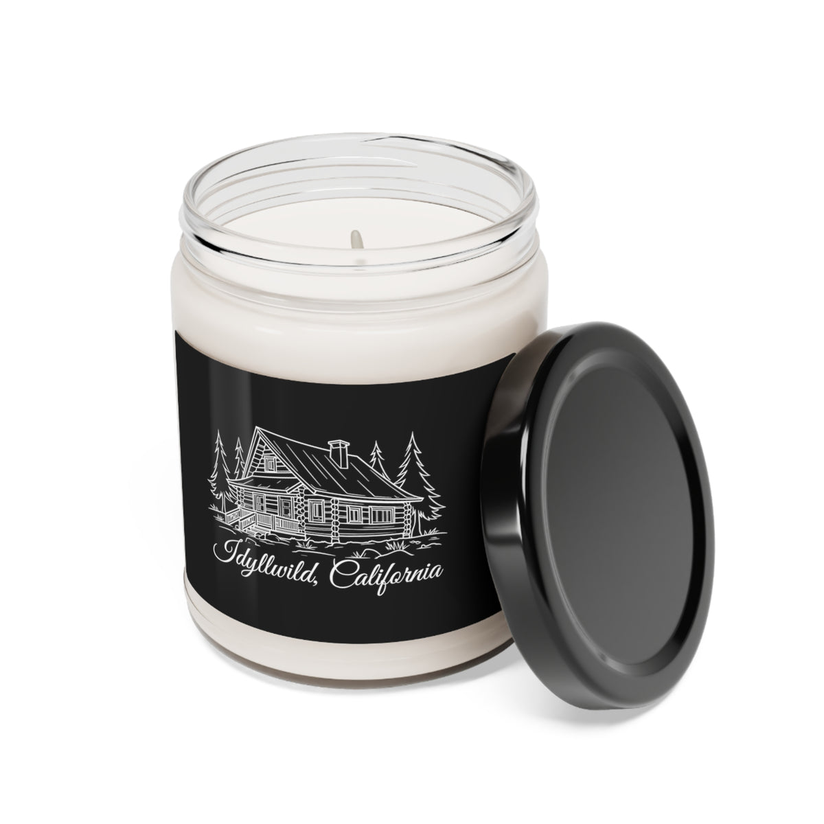 Scented Soy Candle, 9oz Log Cabin Candle Black