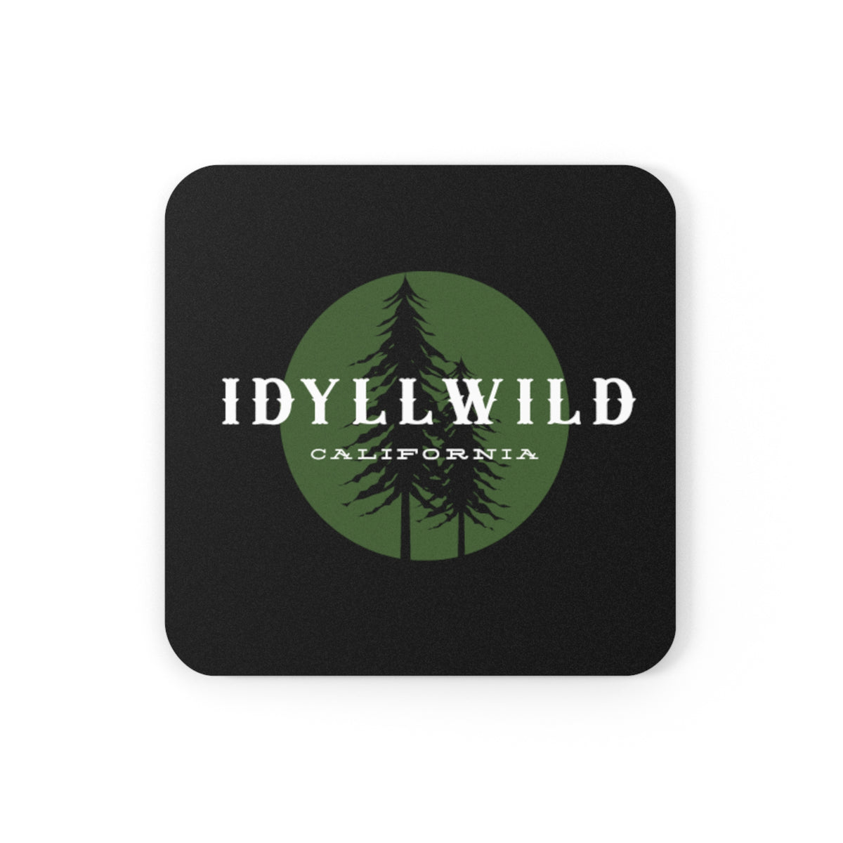 Cork Back Coaster Green Pine Badge
